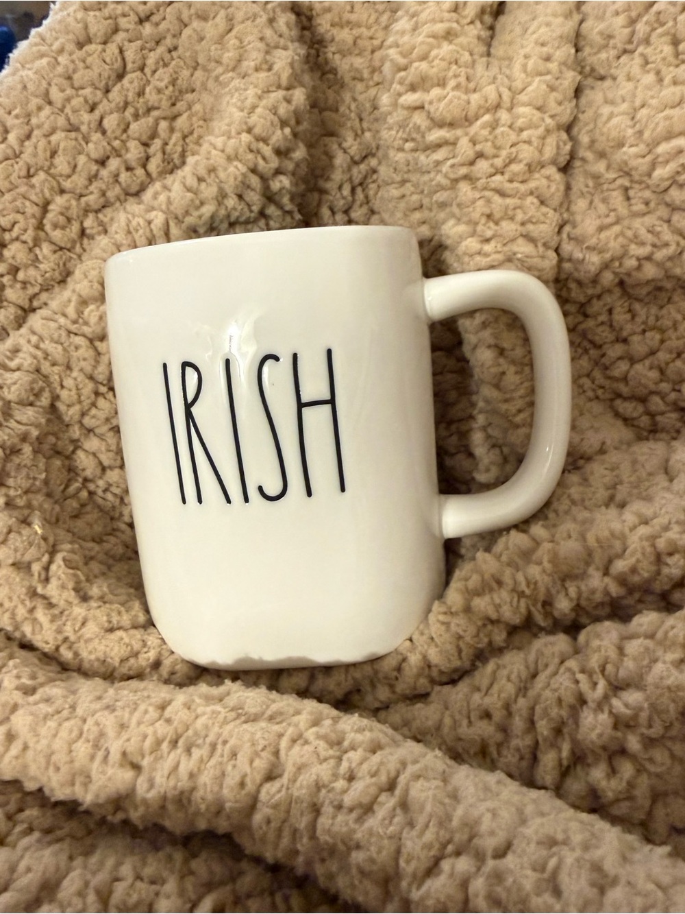 Rae Dunn ‘Irish' Ceramic Coffee Mug four leaf clover on it green inside